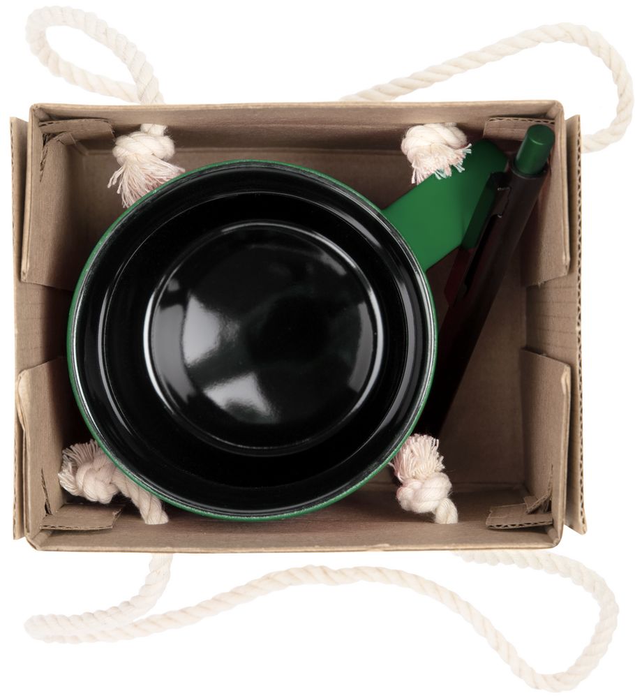 Набор Color Block: кружка и ручка, зеленый с черным-1