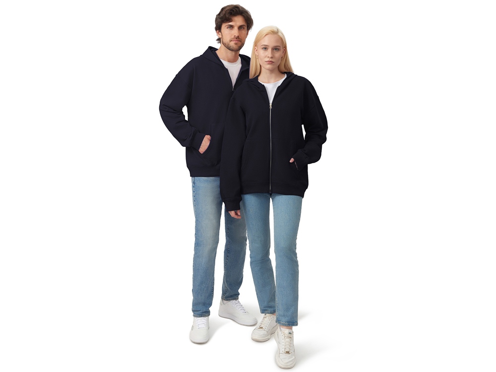 Толстовка оверсайз с капюшоном на молнии Monaco, темно-синий-7