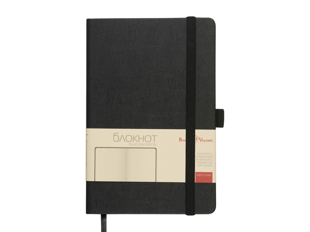 Блокнот А5  City на резинке, черный-2