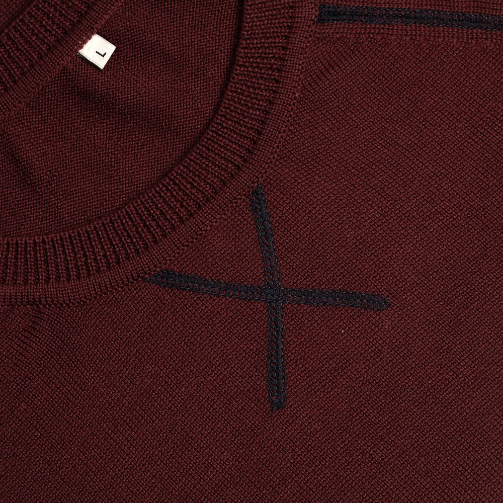 Джемпер Stitch с контрастной отделкой, бордовый с синим-2