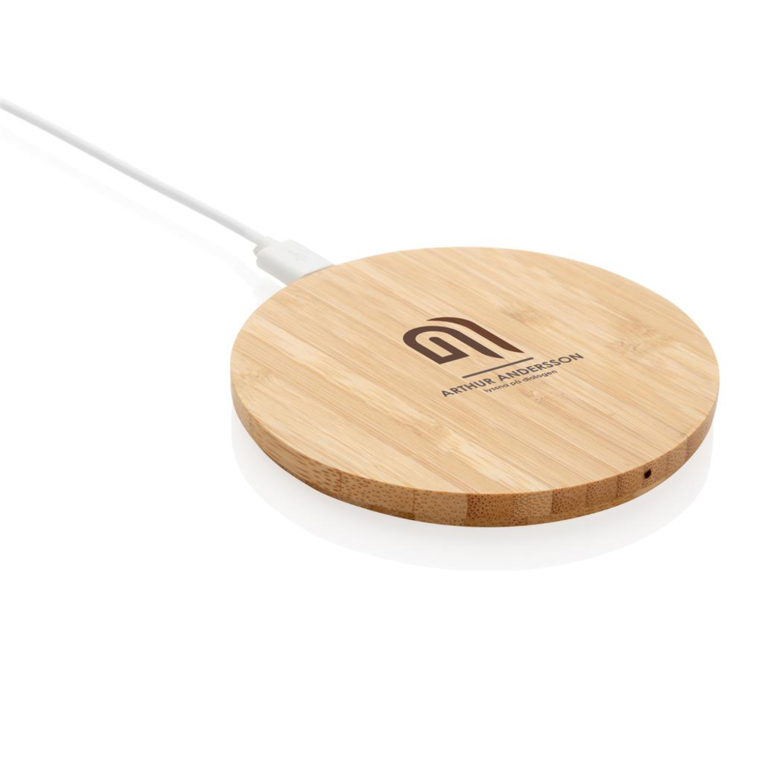 Круглая док-станция Bamboo FSC® для беспроводной зарядки, 5 Вт-3