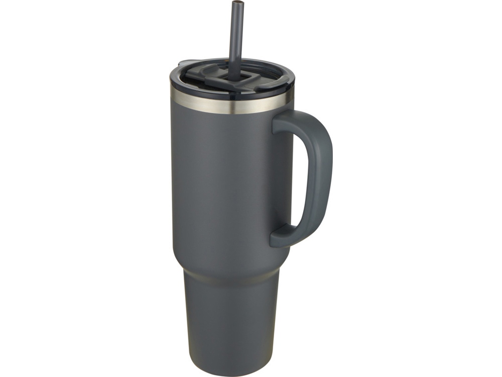 Sydney медная кружка с двойными стенками, сертифицированная согласно RCS, с вакуумной изоляцией и соломинкой, 1200 мл - Серый-0