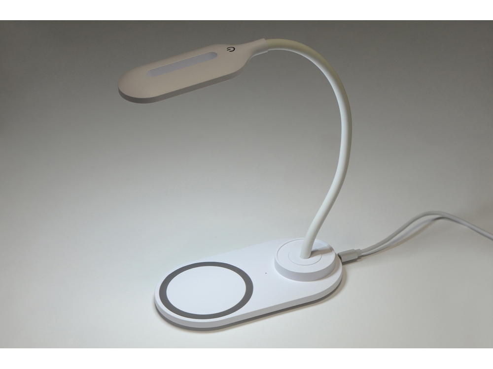 Настольный светильник с беспроводной зарядкой Flamp, белый-2