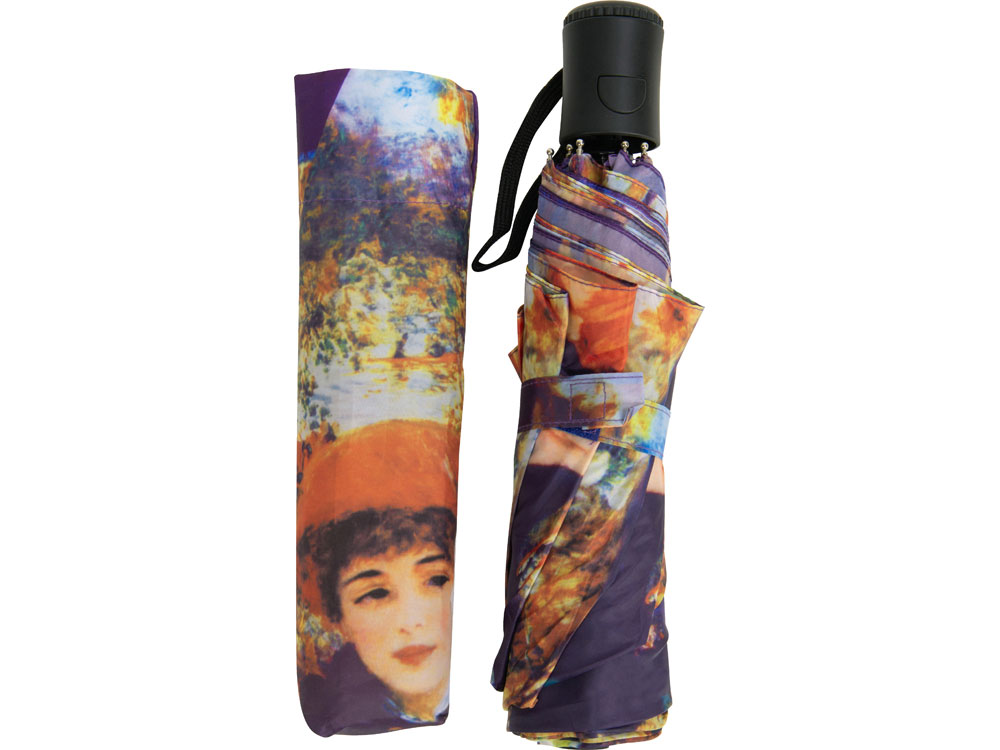 Набор: платок, складной зонт Ренуар. Терраса, синий/желтый-2