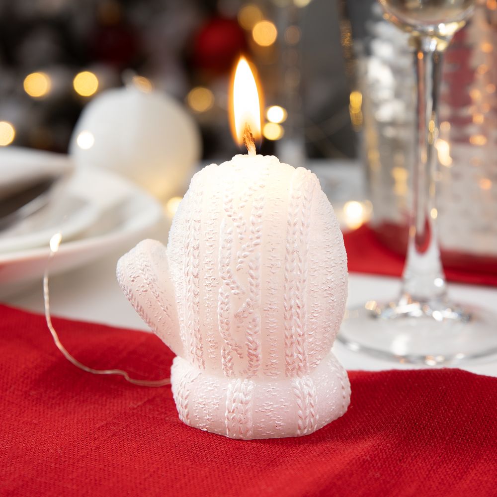 Свеча Kniteam, варежка, белая-3