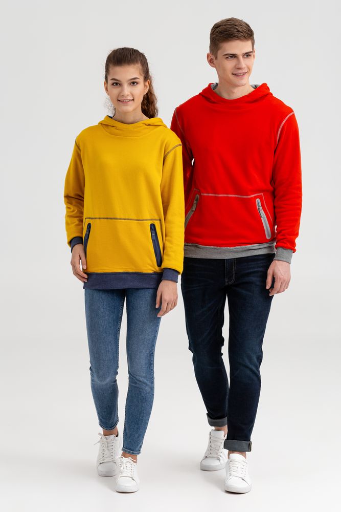 Двусторонняя толстовка Revers, серая с красным-6