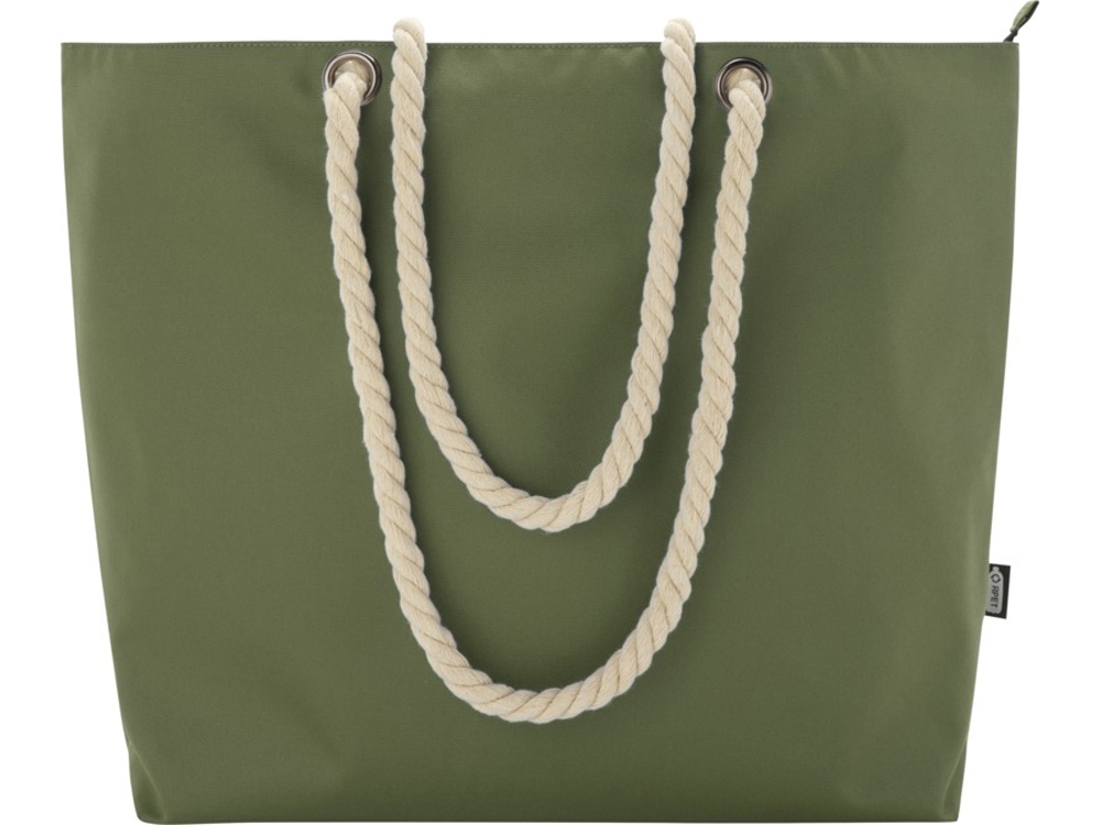 Panama пляжная эко-сумка-холодильник из переработанного материала, с ручками-шнурками 23L, оливковый-1