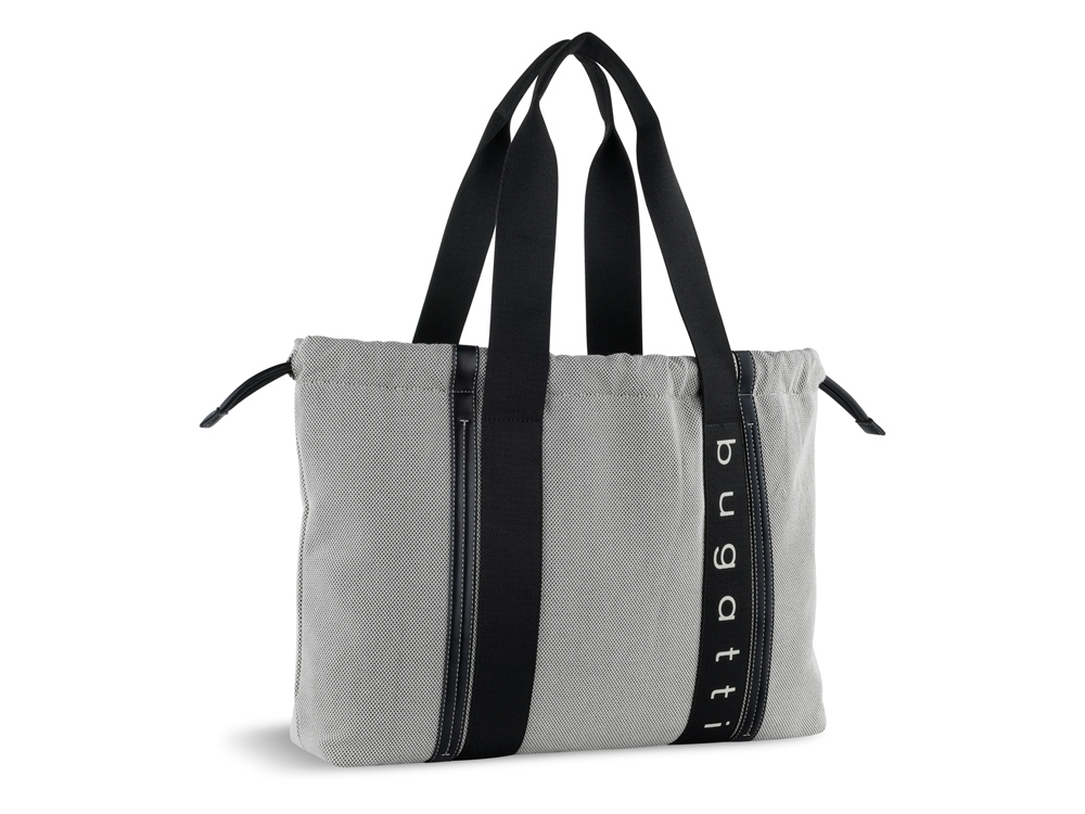 Сумка-шоппер женская BUGATTI Ambra, серо-черный цвет, хлопок/полиэстер, 45х10х34 см-0