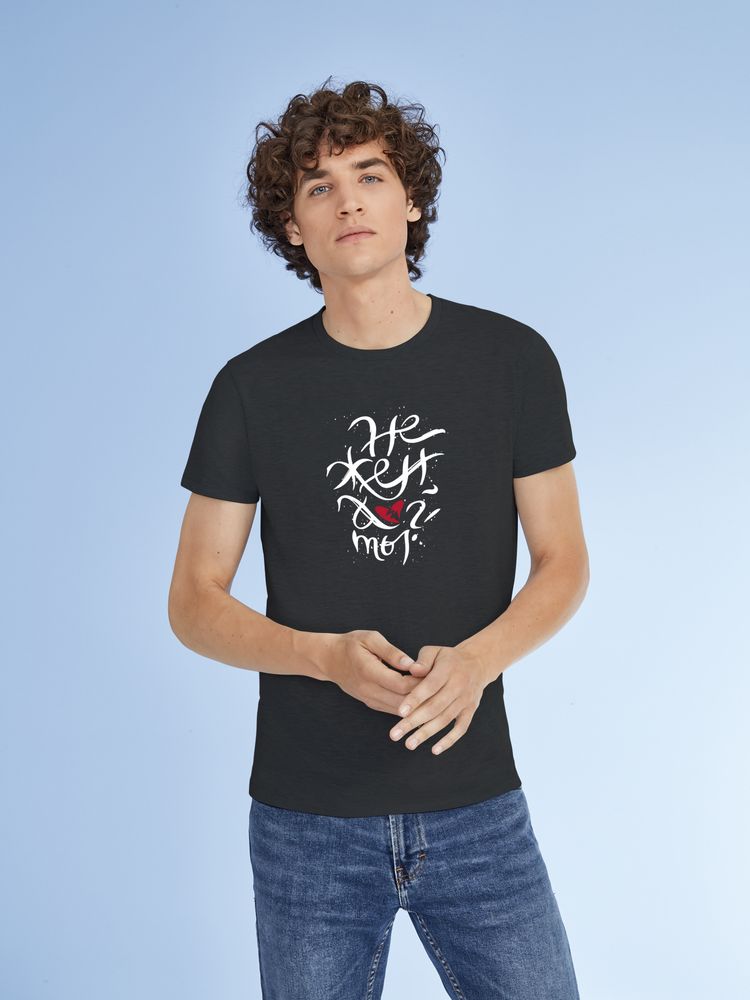 Футболка «Нежен», черный меланж-0