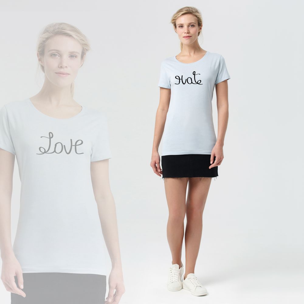 Футболка женская Hate-Love, голубая-4