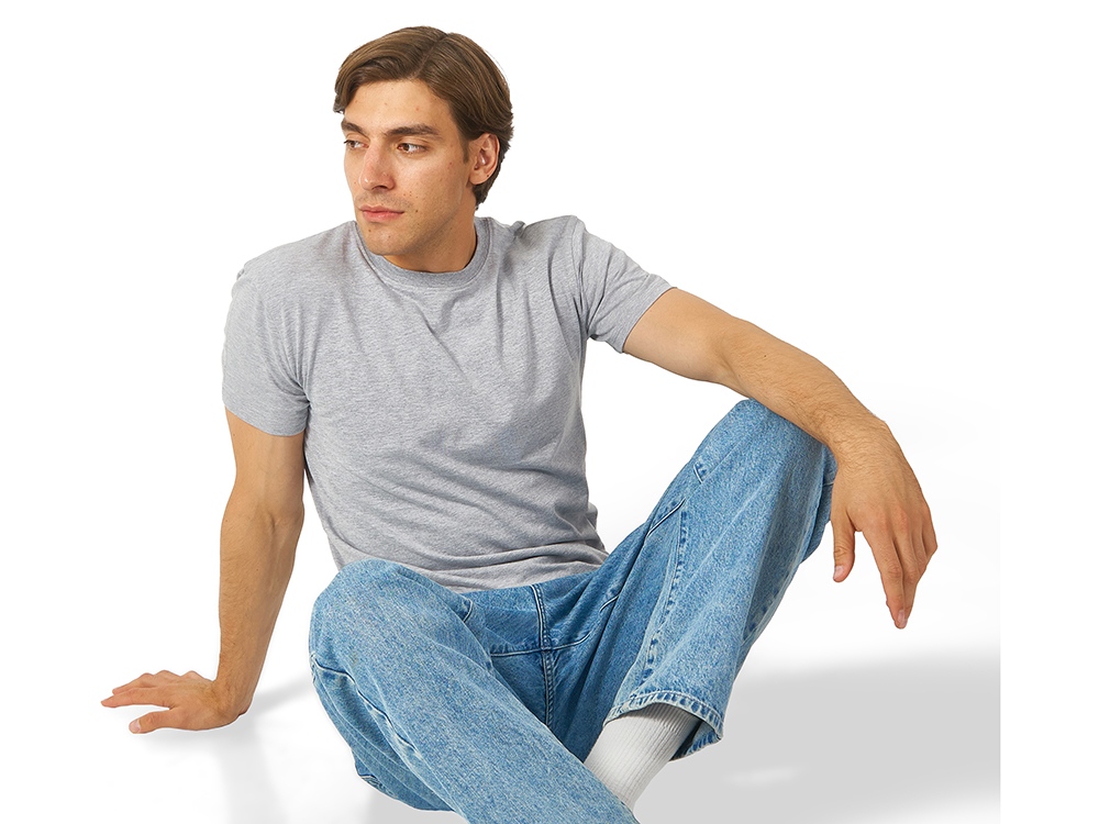 Футболка HD Fit короткий рукав с эластаном, мужская, серый меланж-1