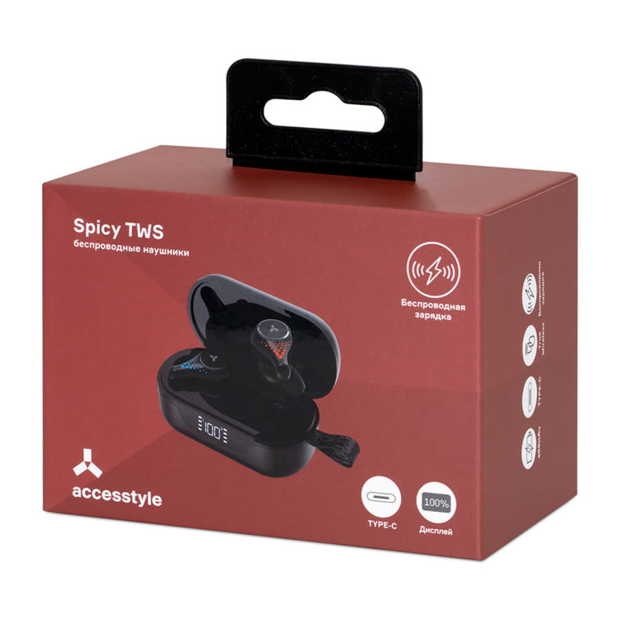 Беспроводные наушники Accesstyle Spicy TWS, черный, черный-4