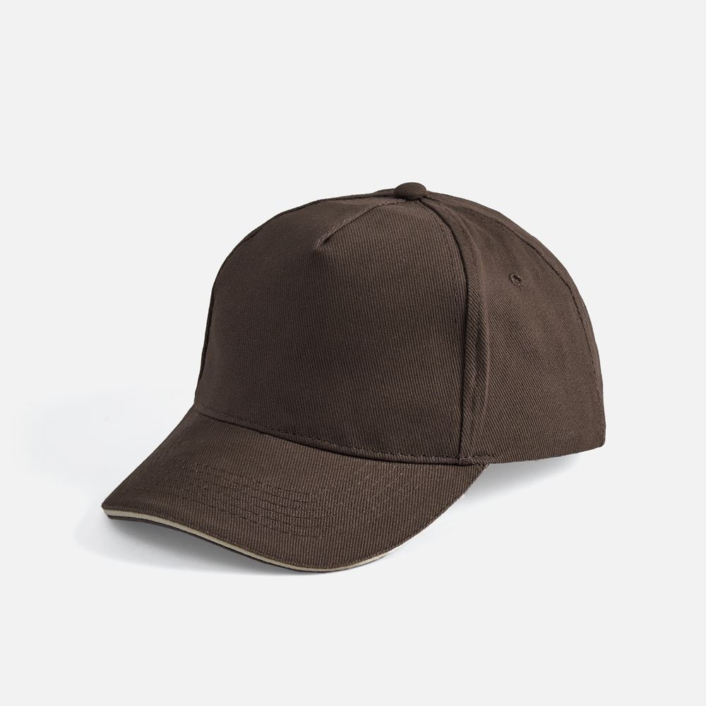 Бейсболка Long Beach, коричневая с бежевым-0