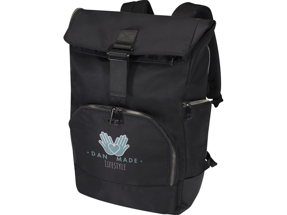 Рюкзак Rhine 15 GRS со сворачивающимся верхом на 18 л из материала, переработанного по стандарту GRS, сплошной черный-6