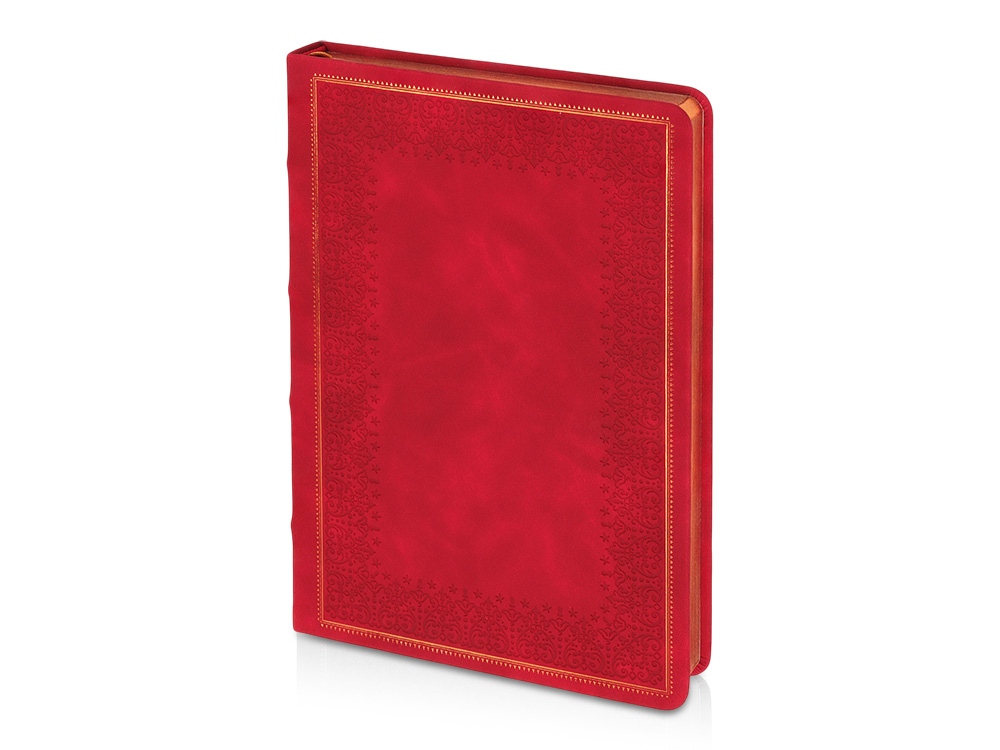 Ежедневник недатированный А5 Royal, красный с бронзовым срезом-0