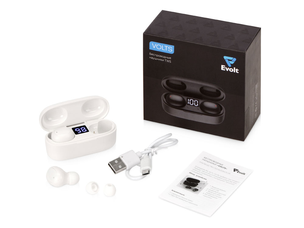 Беспроводные наушники TWS в кейсе Volts. Evolt, белый, пластик-8
