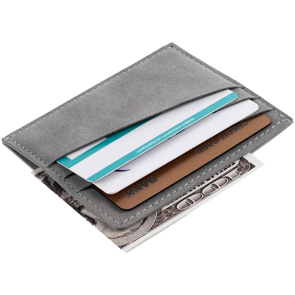 Чехол для карточек Nubuk, светло-серый-3