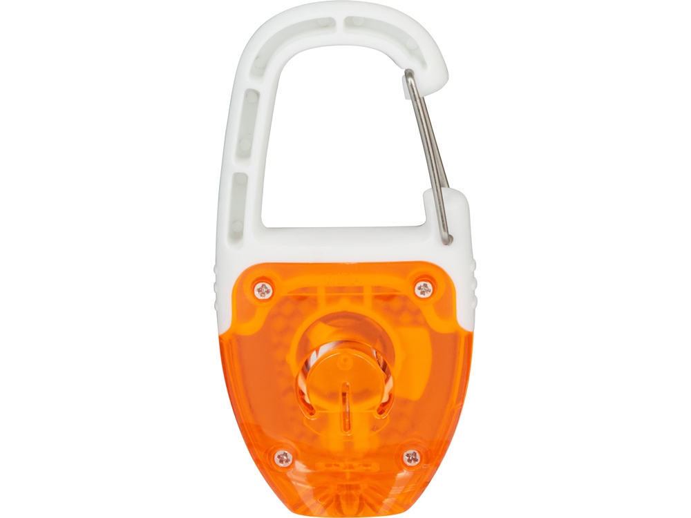 Брелок - фонарик с отражателем и карабином, оранжевый/белый-4