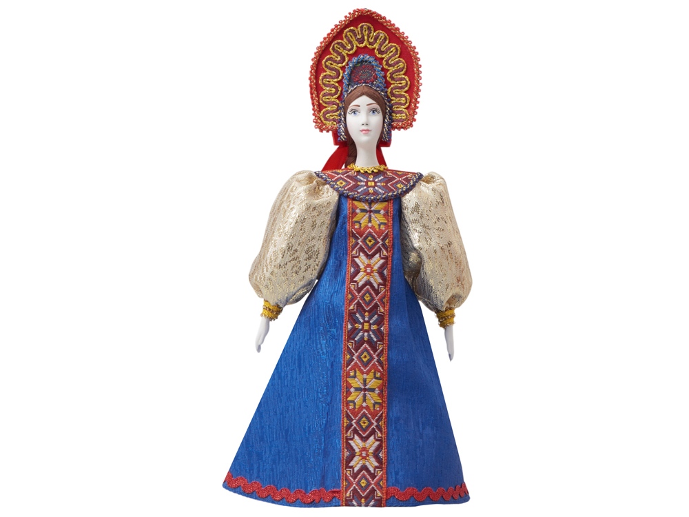 Подарочный набор: кукла фарфоровая, мед, синий-15