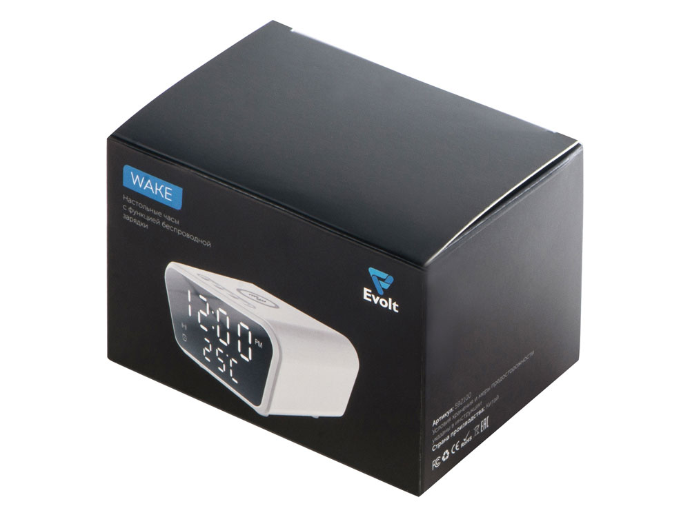 Настольные часы с функцией беспроводной зарядки Wake, 10 Вт-10