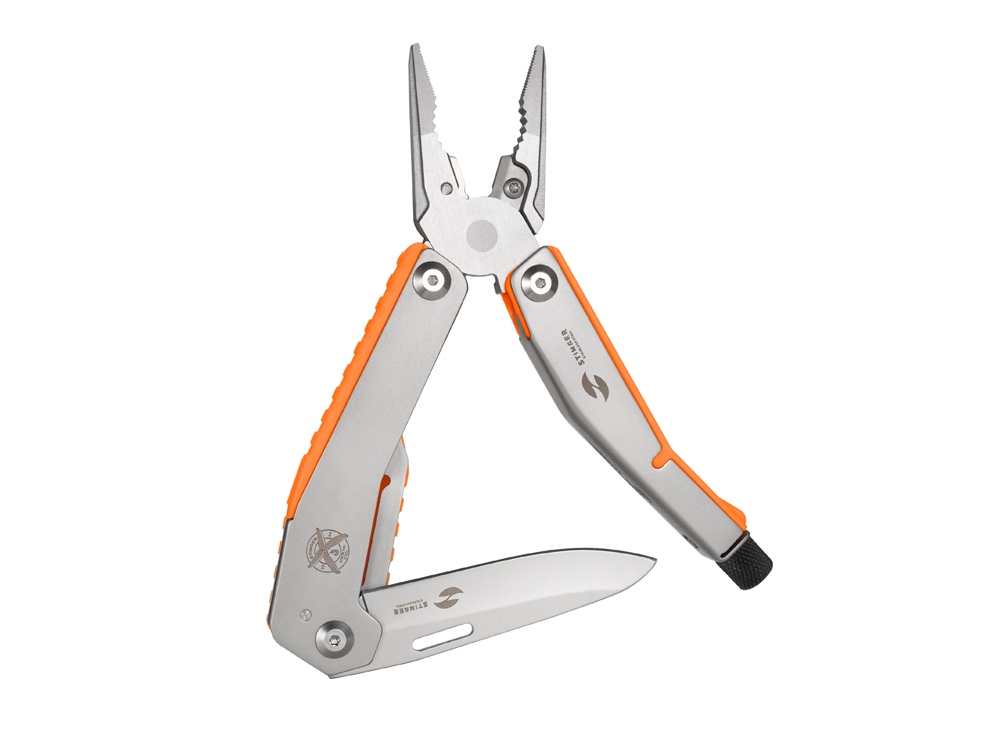 Мультитул Stinger, 102 мм, 8 функций, сталь/АБС-пластик, оранжевый, в комплекте нейлоновый чехол-0
