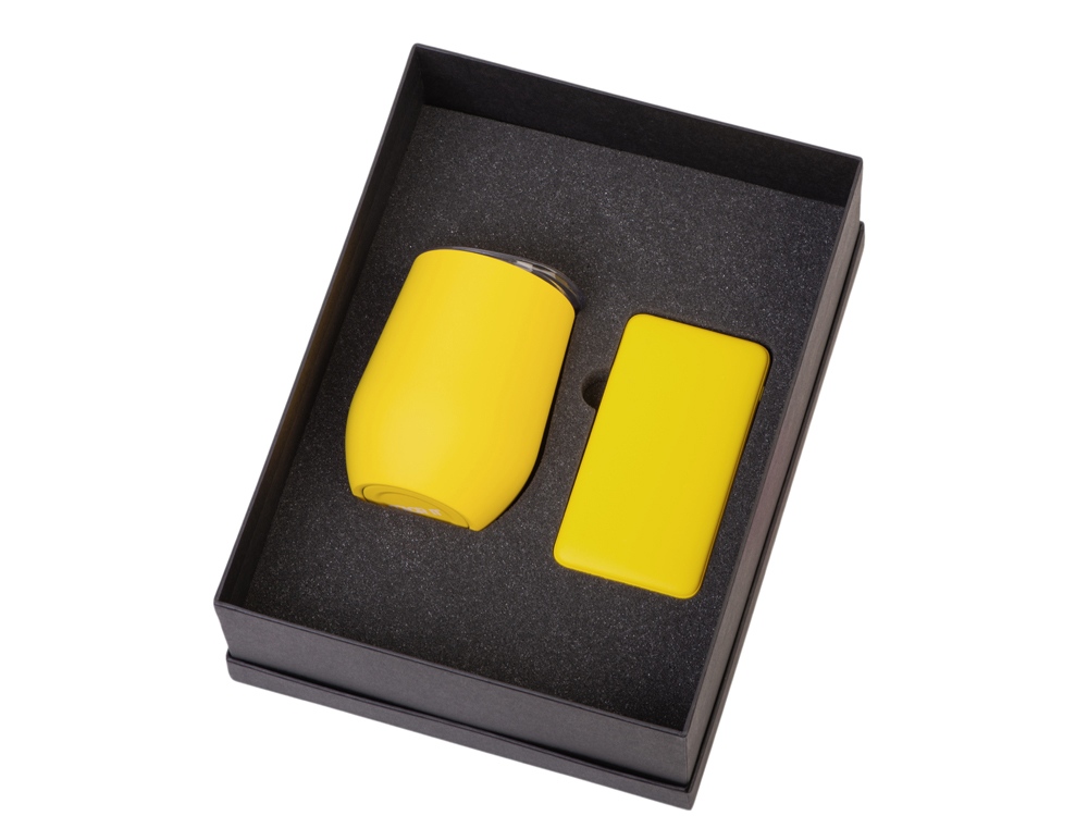 Подарочный набор с термокружкой и повербанком С2, 10000 mAh, желтый-1