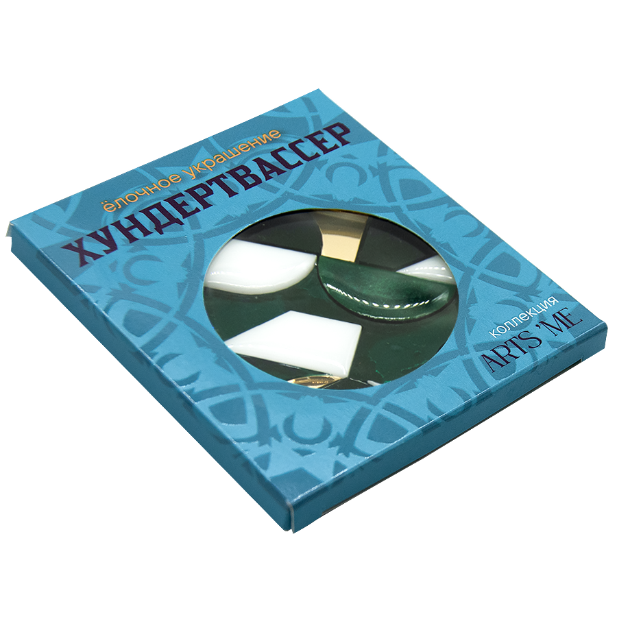 Ёлочное украшение Хундертвассер, коллекция ARTS`ME (зеленый с белым и с золотом)-5