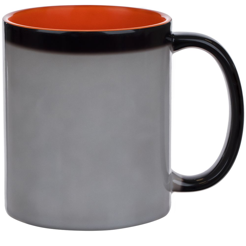 Кружка-хамелеон On Display, глянцевая, черная с оранжевым-1