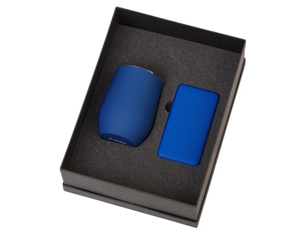 Подарочный набор с термокружкой и повербанком С2, 10000 mAh, синий-1
