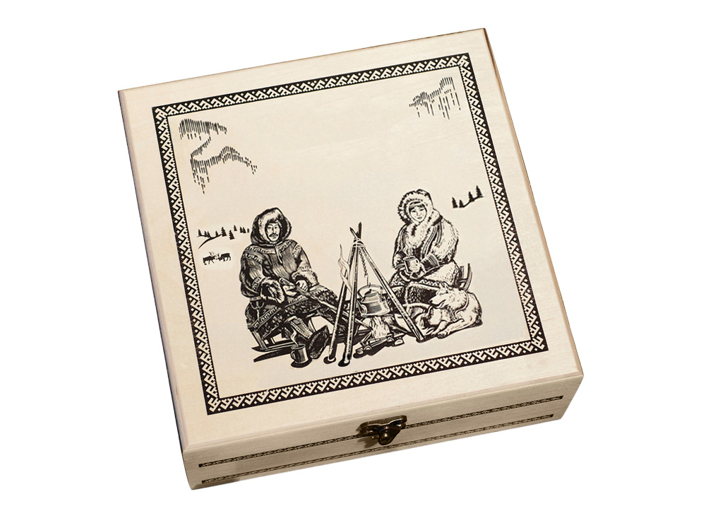 Подарочный набор c чаем Сокровища Севера в деревянной шкатулке без лого-0