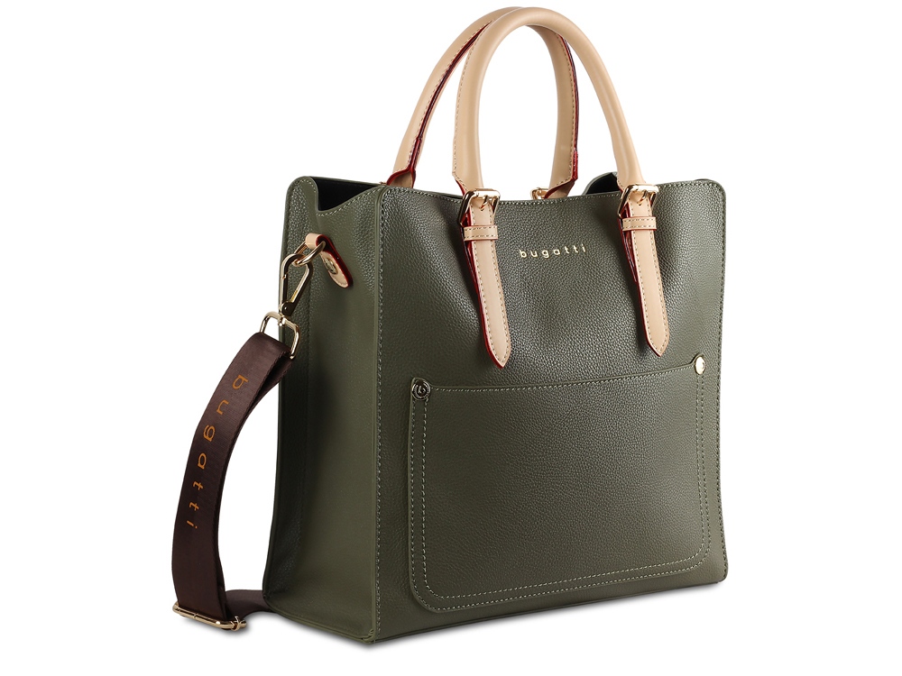 Сумка-портфель женская BUGATTI ЭЛЛА | ELLA, оливковая, полиуретан, 30х11,5х28 см-0