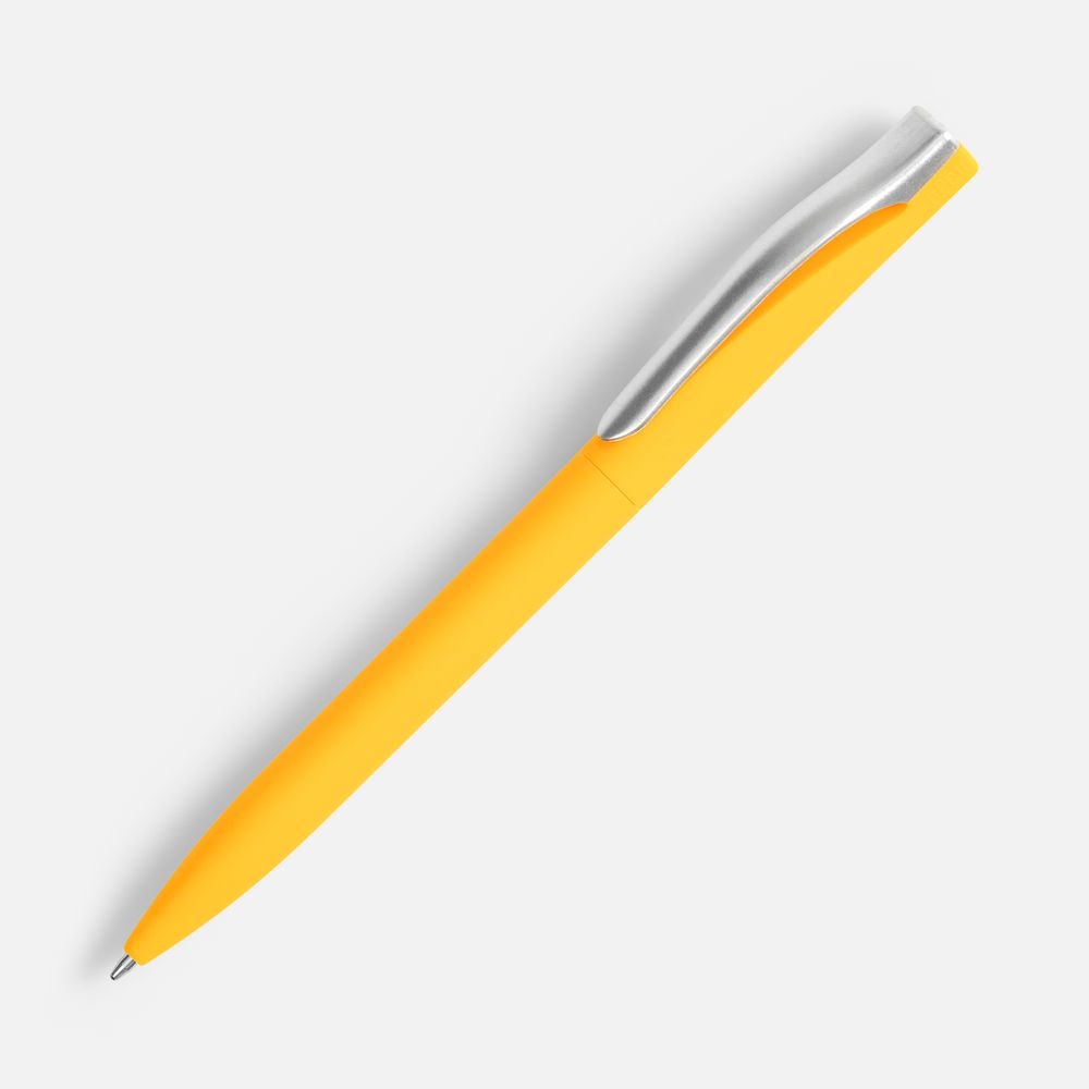 Ручка шариковая Pin Soft Touch, желтая-0