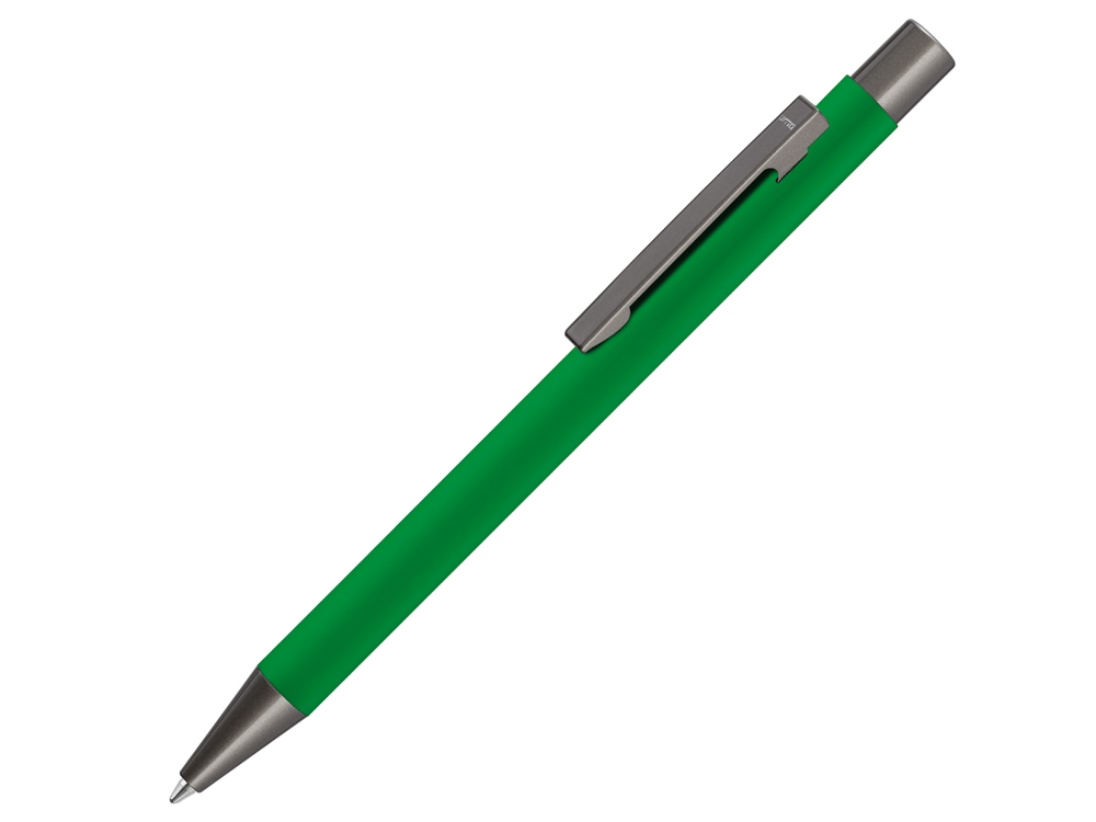 Ручка шариковая UMA STRAIGHT GUM soft-touch, с зеркальной гравировкой, зеленый-0