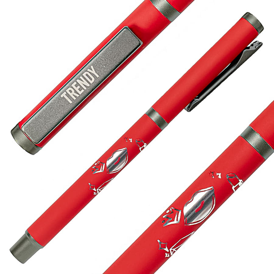 Ручка шариковая TRENDY, красный, серый-1