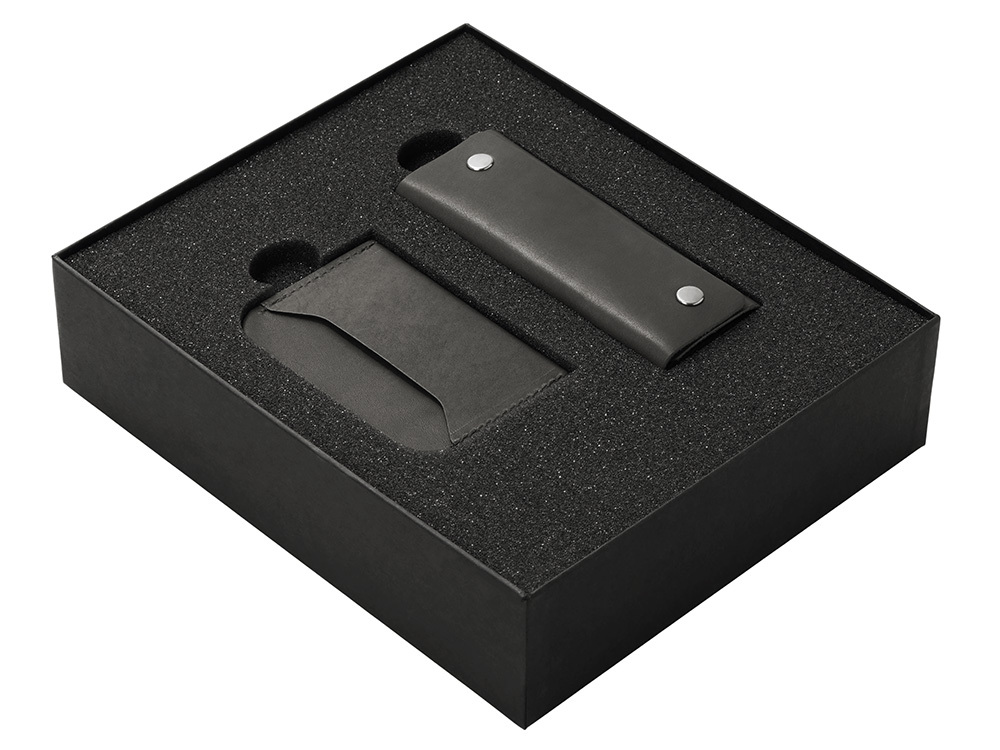 Подарочный набор Long River: картхолдер, ключница (без лого Long River), черная коробка-1