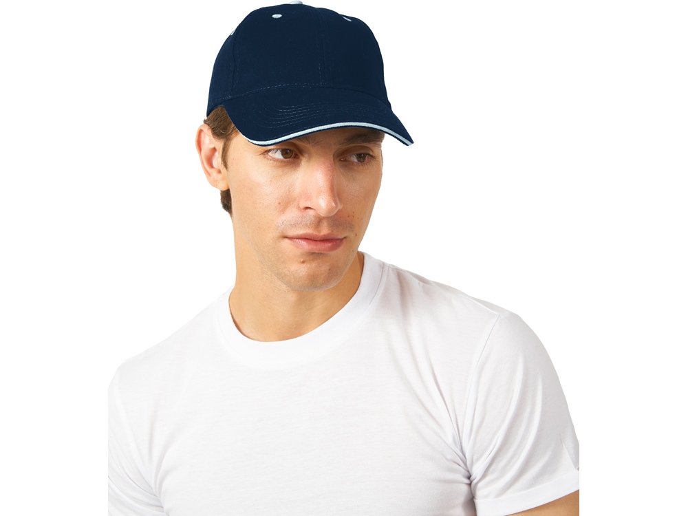 Бейсболка New Castle 6-ти панельная, т синий/белый-1