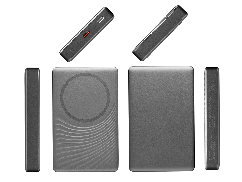 Магнитный беспроводной внешний аккумулятор, QC/PD Сёрф, 10000 мАч, серый-2