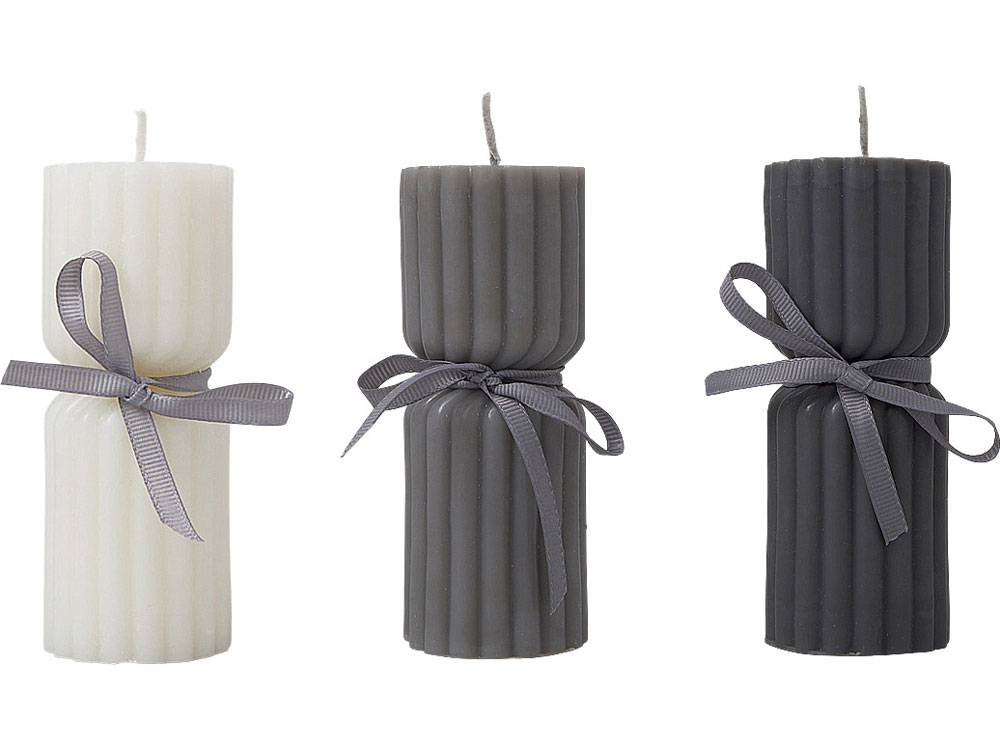 Набор свечей с гранями Vela, темно-серый, белый-3