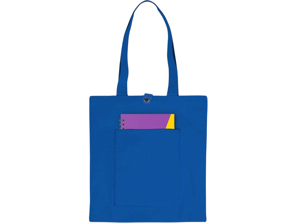 Сумка Clip из хлопка 340 г/м2 с застежкой из экокожи, синий-2