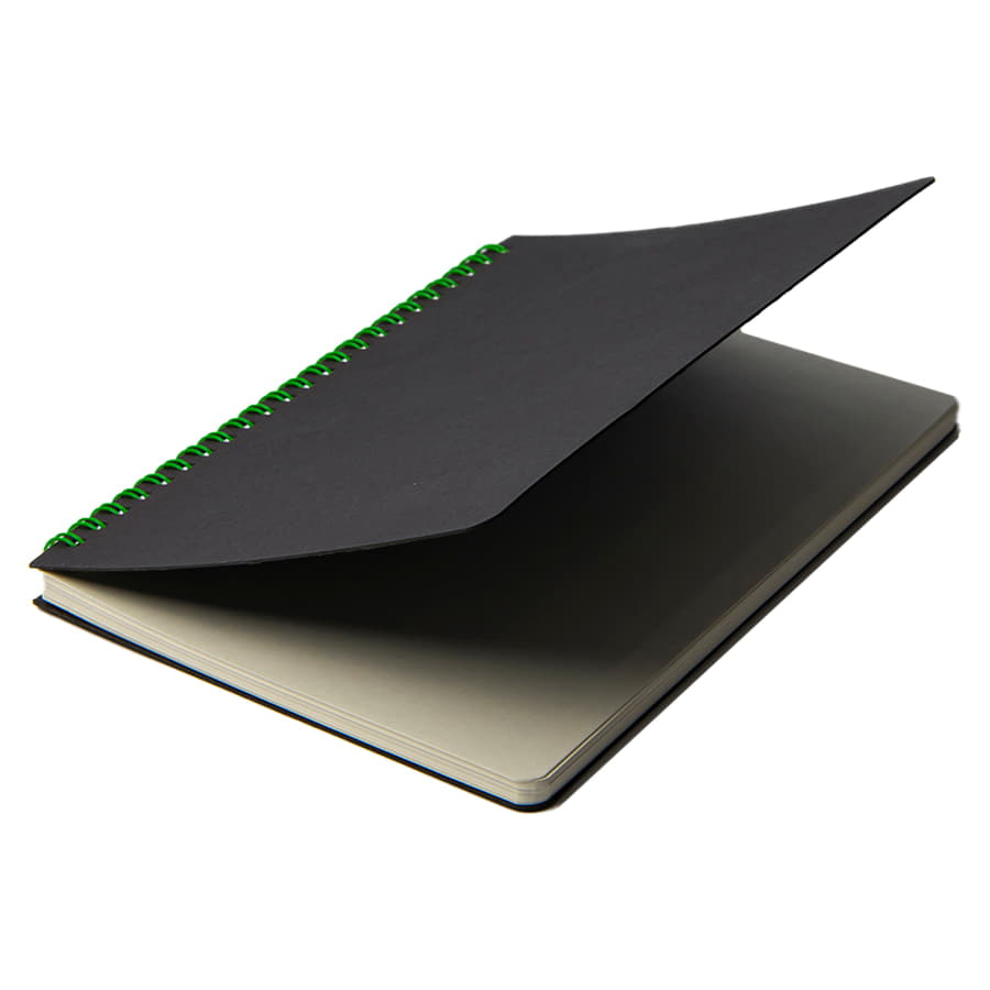Блокнот на двойной пружине HELIX, 143 х 205 мм, черный с зелёным, блок в линейку, черный, зеленый-4