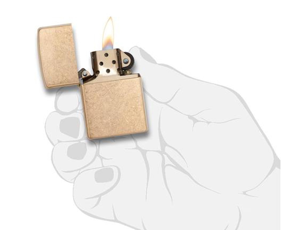 Зажигалка ZIPPO Armor™с покрытием Tumbled Brass, латунь/сталь, золотистая, матовая, 38x13x57 мм-3
