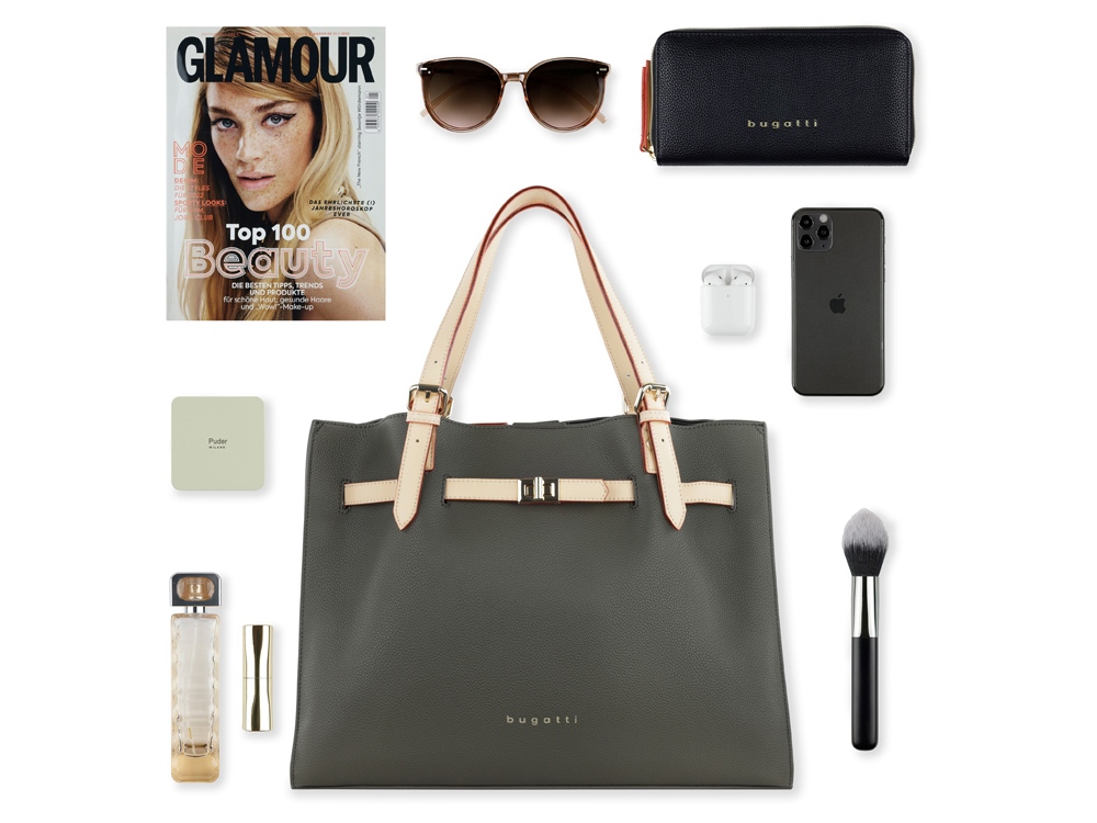 Сумка наплечная женская BUGATTI Ella, оливковая, полиуретан, 37,5х13,5х28 см-5