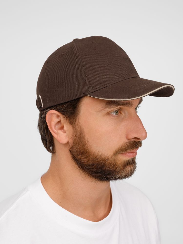 Бейсболка Buffalo, коричневая с бежевым-3