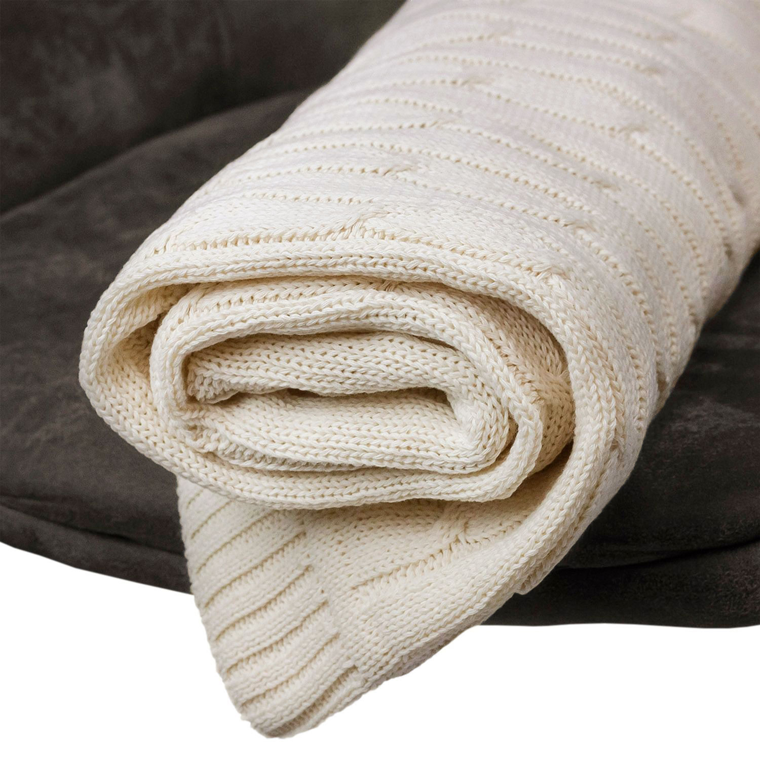 Плед Fado вязаный, бежевый (без подарочной коробки)-9