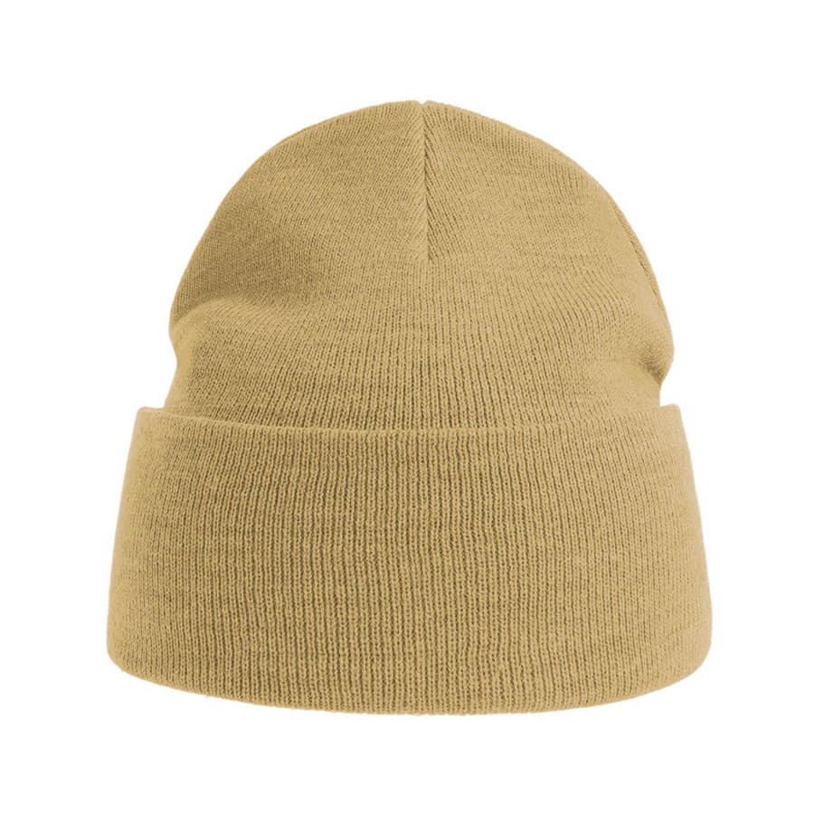 Шапка вязаная PURE  с отворотом из пряжи Polylana, бежевый-1