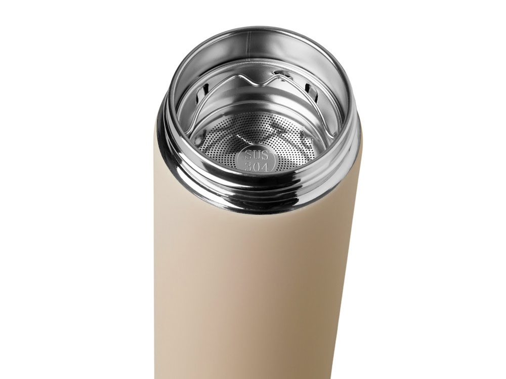 Термос Confident с покрытием soft-touch 420мл, бежевый-7