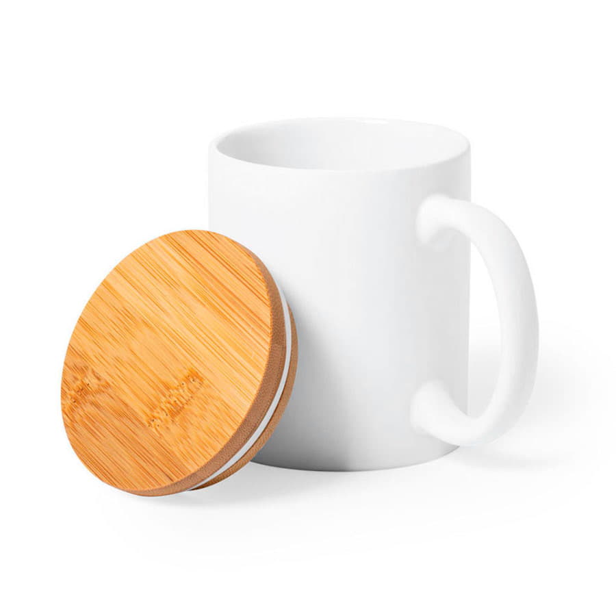 Кружка YOTEL, керамика, бамбук, белый-1