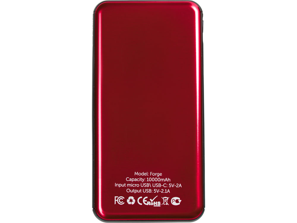 Внешний аккумулятор Forge v.2, металл, 10000mah, красный-2
