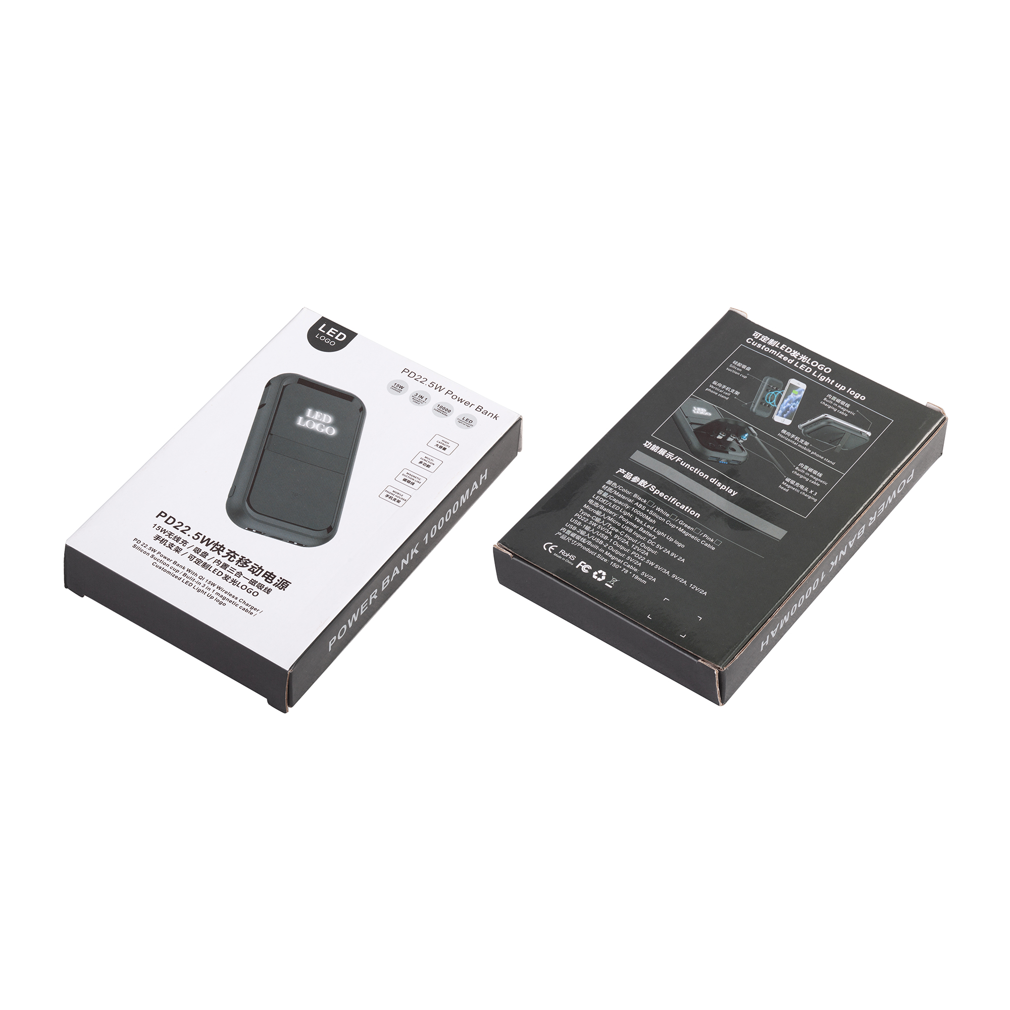 Беспроводное ЗУ "Fast & Furious", 10000 mAh, с быстрой (22.5W/15W) зарядкой, с магнитным кабелем и набором переходников, с подсветкой логотипа-6