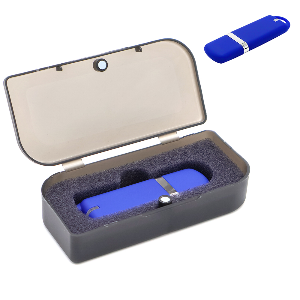 Флешка Shape с покрытием Софт Тач в футляре, Синий-0